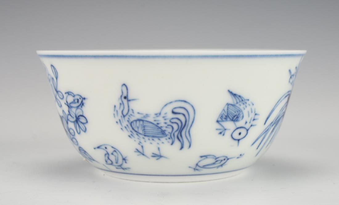 ANTIQUE BLUE & WHITE ROOSTER TEACUP (1 of 5)