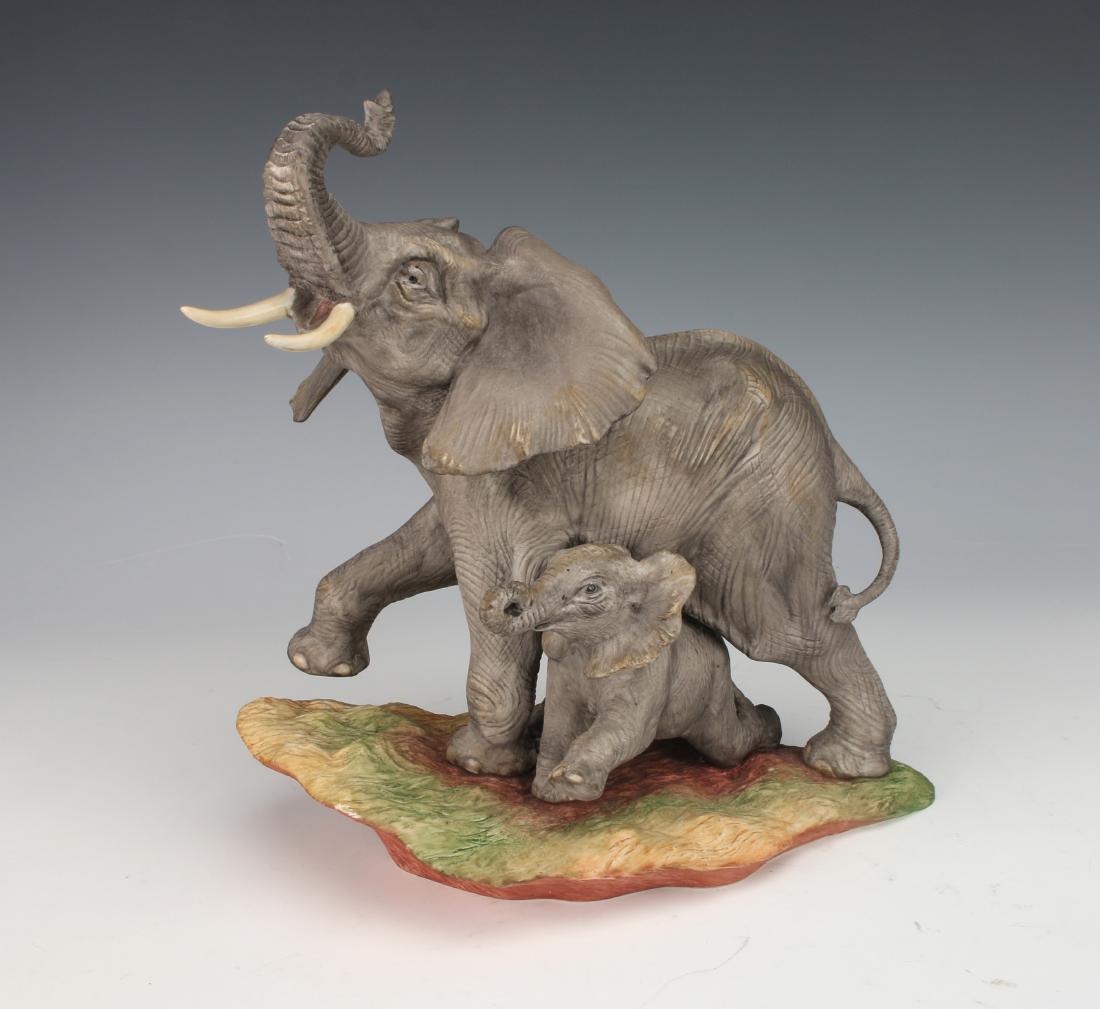 BOEHM BISQUE FIGURINE MOTHER ELEPHANT & CALF (1 of 4)
