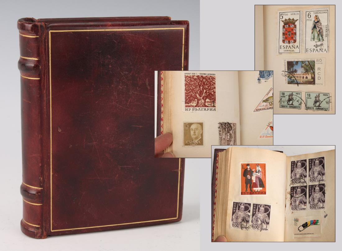 ANTIQUE LEATHER STAMP BOOK (1 of 10)