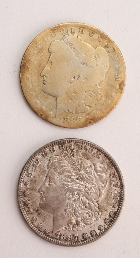 TWO MORGAN SILVER DOLLARS 1886 - 1887 (1 of 2)