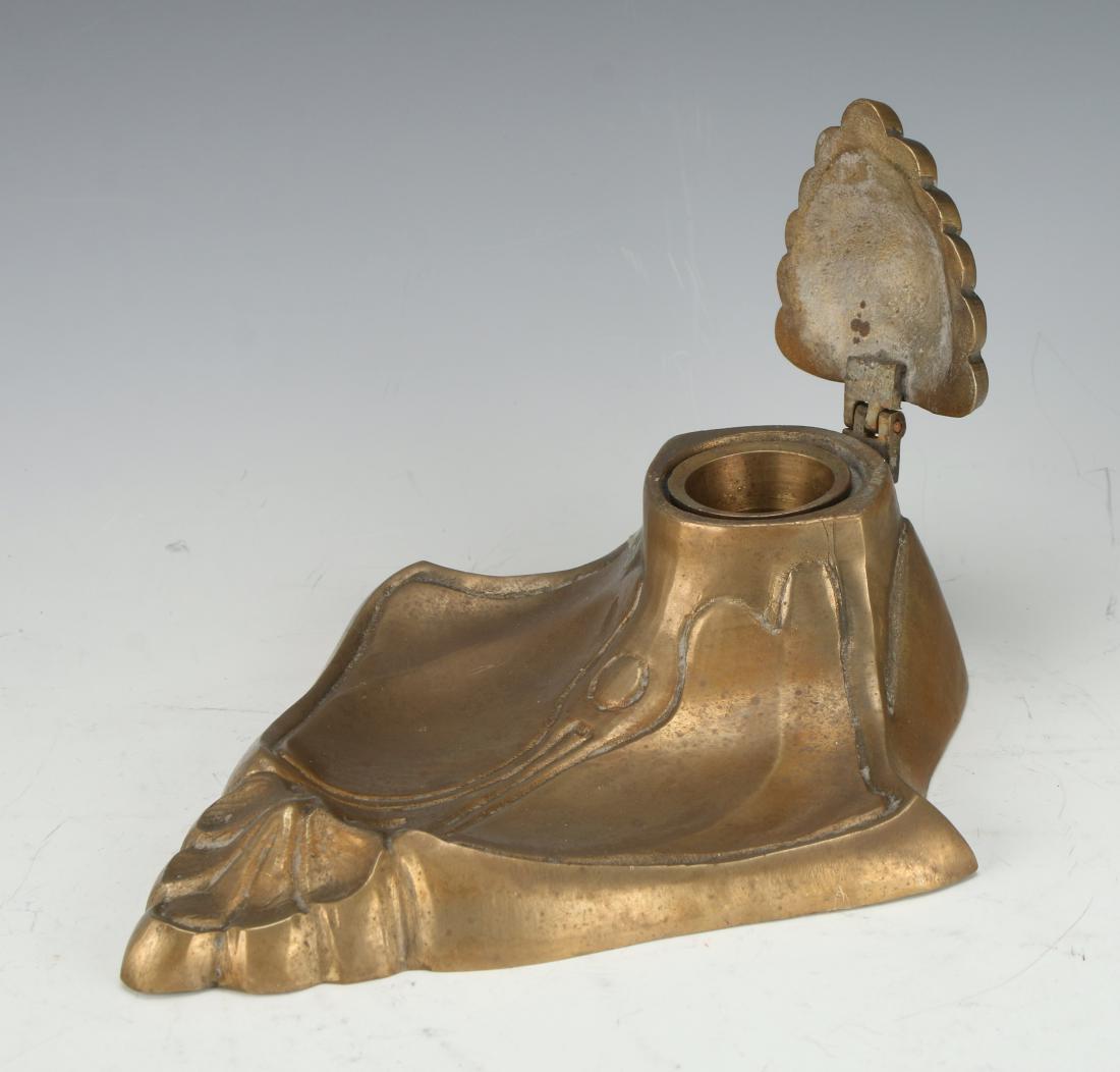 BRASS ART NOUVEAU STYLE INKWELL (1 of 5)