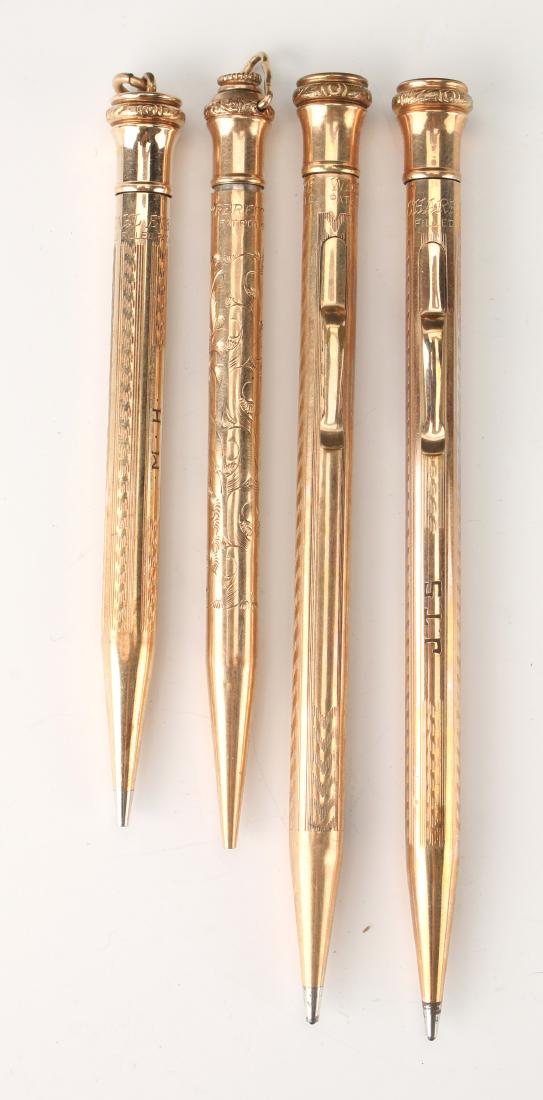 FOUR GOLD FILLED MECHANICAL PENCILS