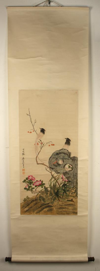 CHINESE WATERCOLOR SCROLL OF BIRDS (1 of 7)