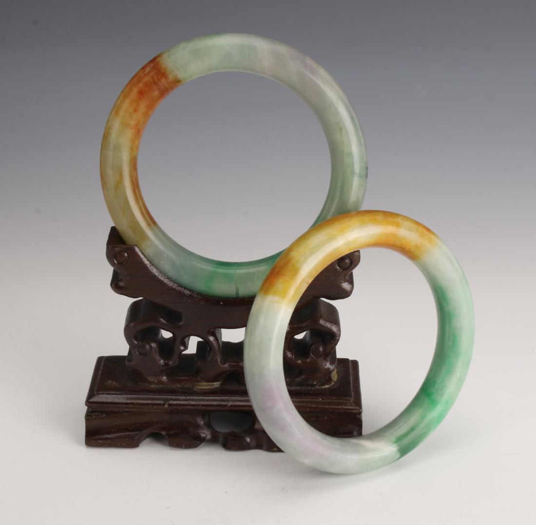 PAIR MULTICOLORED JADE BANGLES (1 of 4)