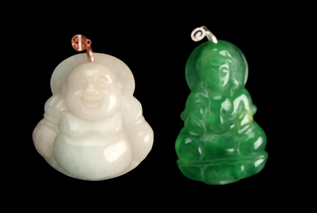TWO JADE BUDDHA PENDANTS (1 of 7)