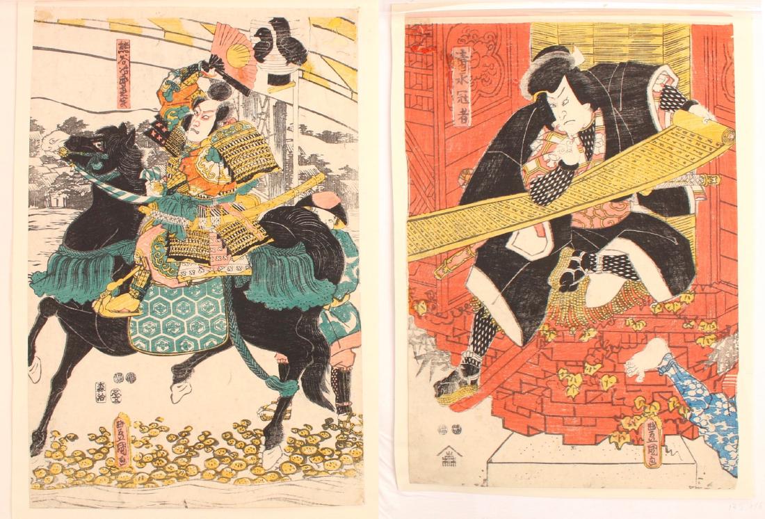 TWO SAMURAI TOYOKUNI WOOD BLOCK PRINTS (1 of 10)