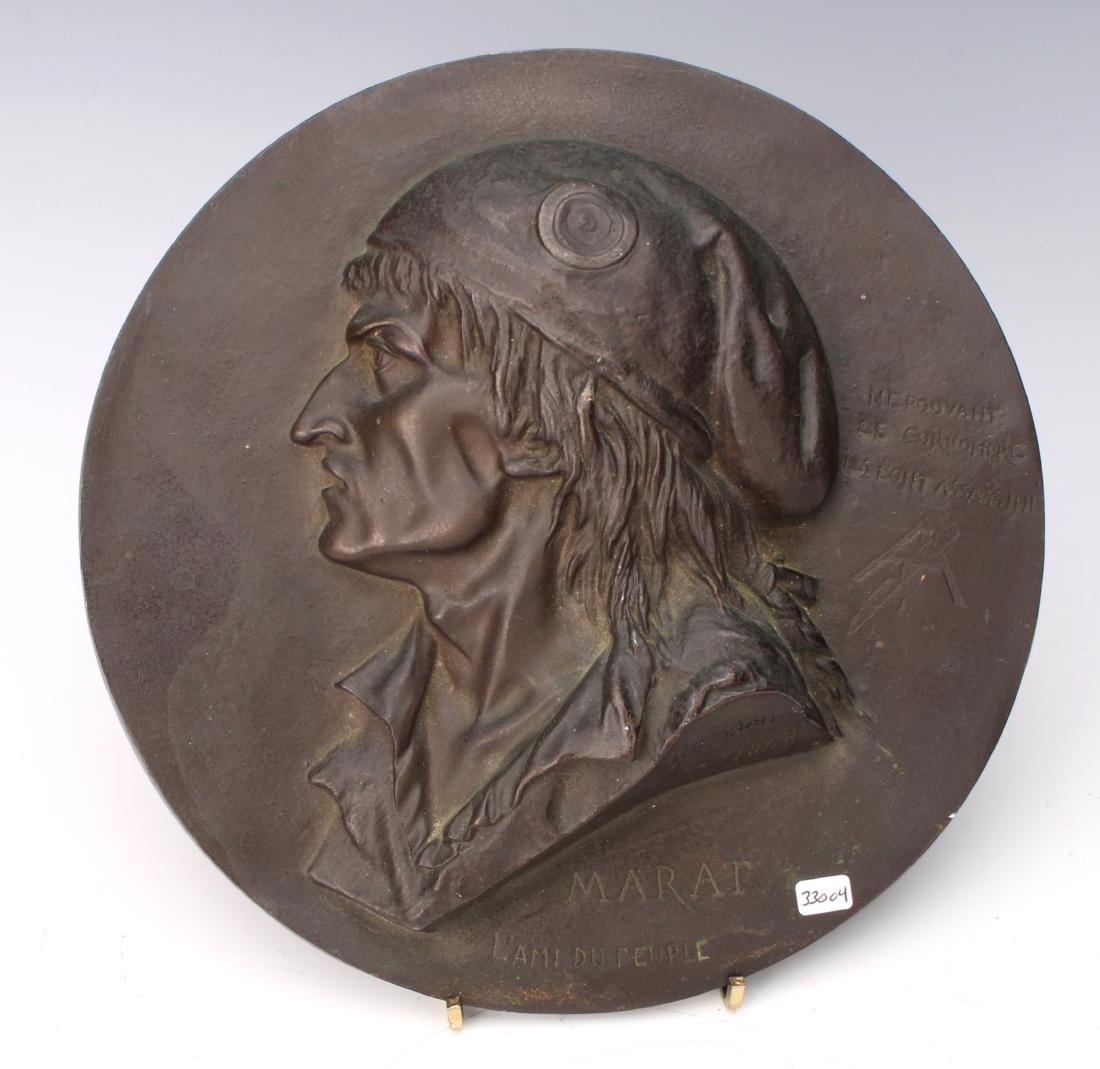 BRONZE RELIEF MEDALLION MARAT BY BUISSON 1868 (1 of 5)
