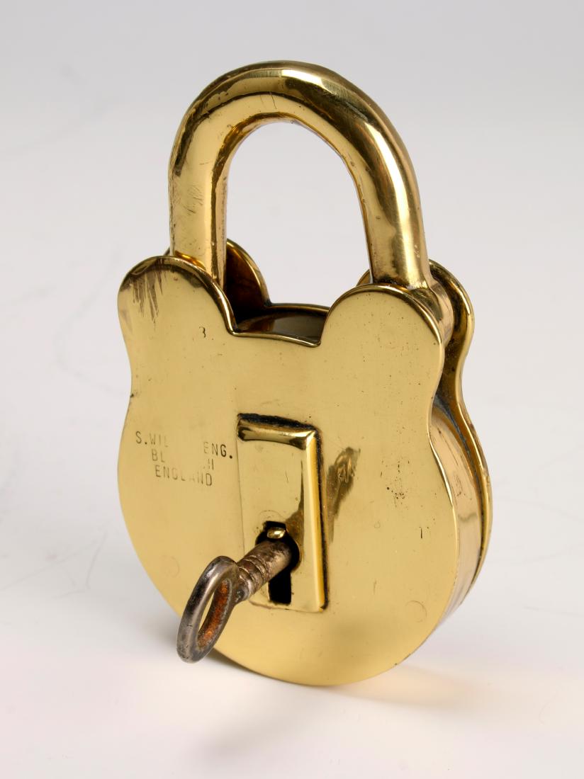 ANTIQUE ENGLISH BRASS PADLOCK