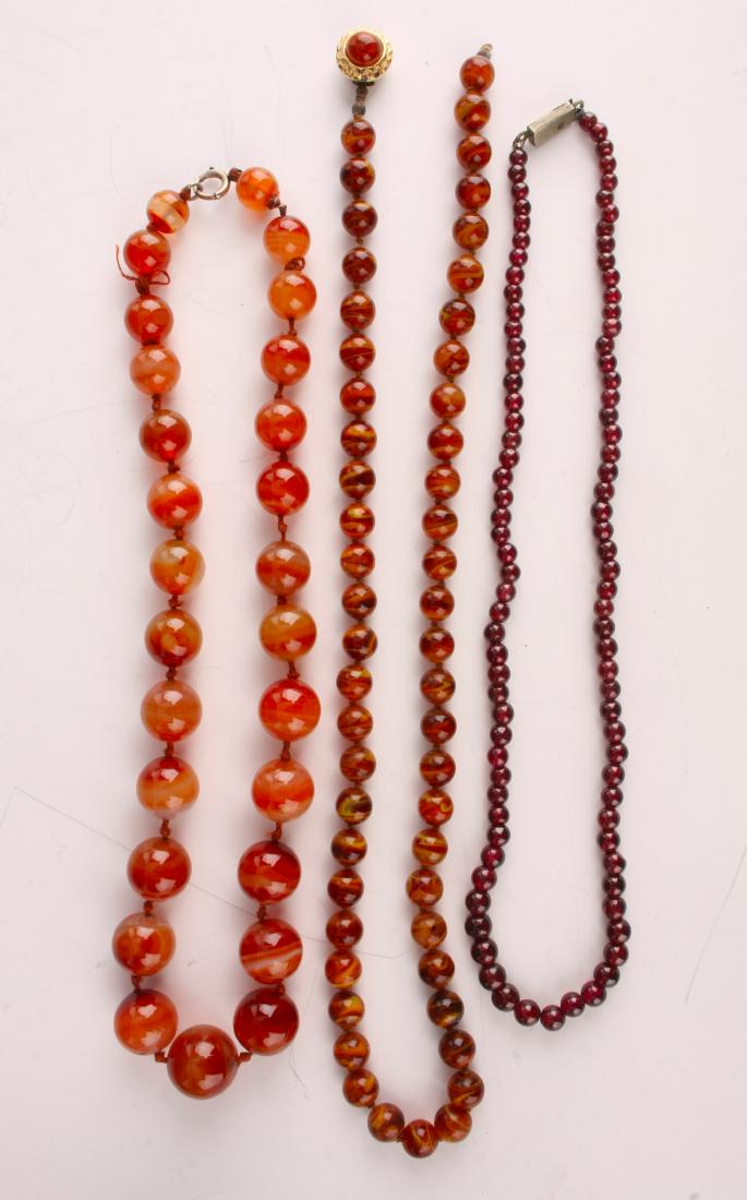 TWO AGATE & ONE GRADUATED GARNET NECKLACE (1 of 4)
