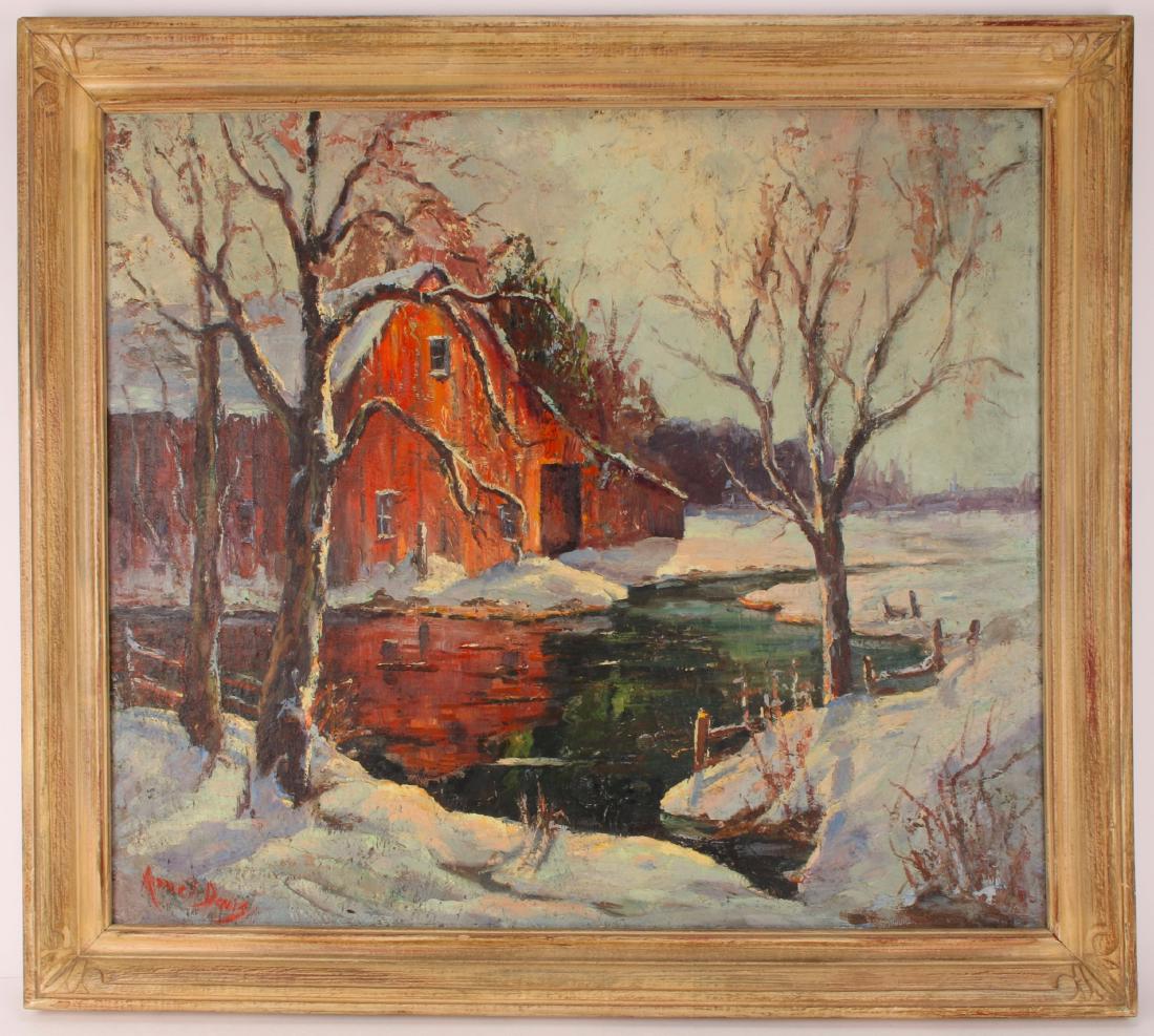 A. DAVIS LANDSCAPE PAINTING OF BARN (1 of 8)