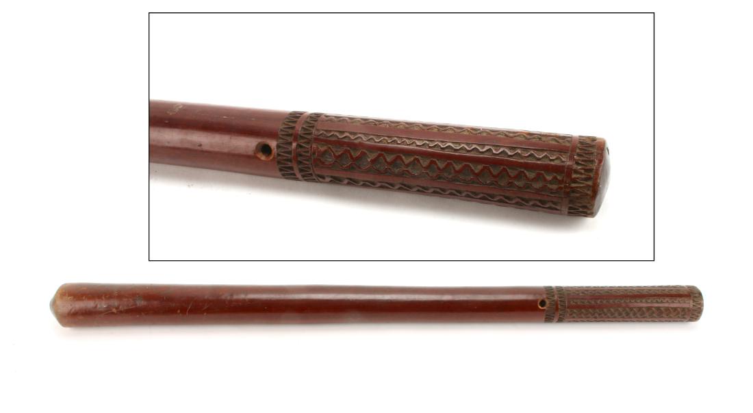 19TH C. POLYNESIAN CLUB: 19TH C. POLYNESIAN CLUB : A smooth wooden club carved in geometric shapes at the handle. 28" $200 - $400 Shipping: We are unab