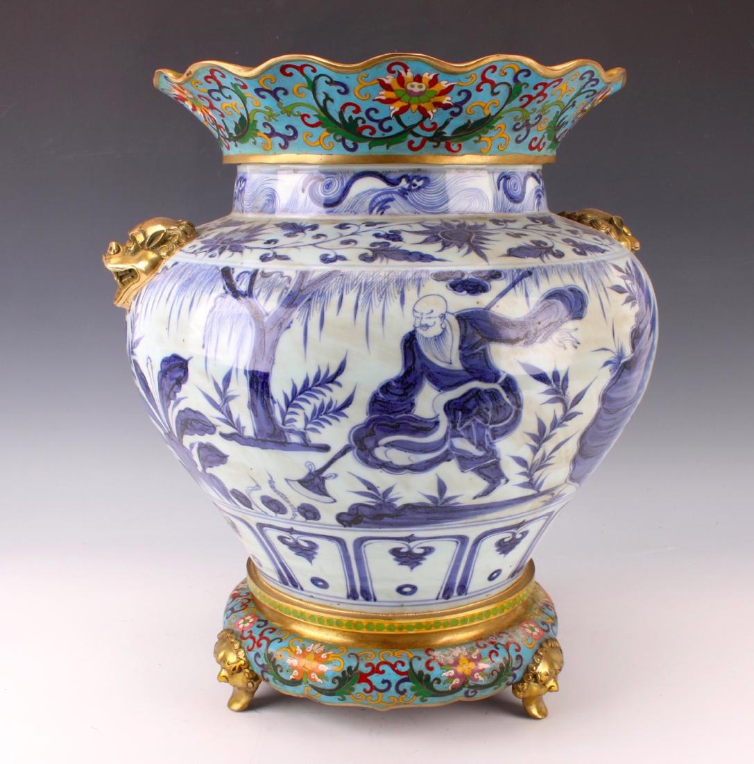 YUAN WARRIOR VASE WITH CLOISONNE & GILT BRONZE (1 of 10)