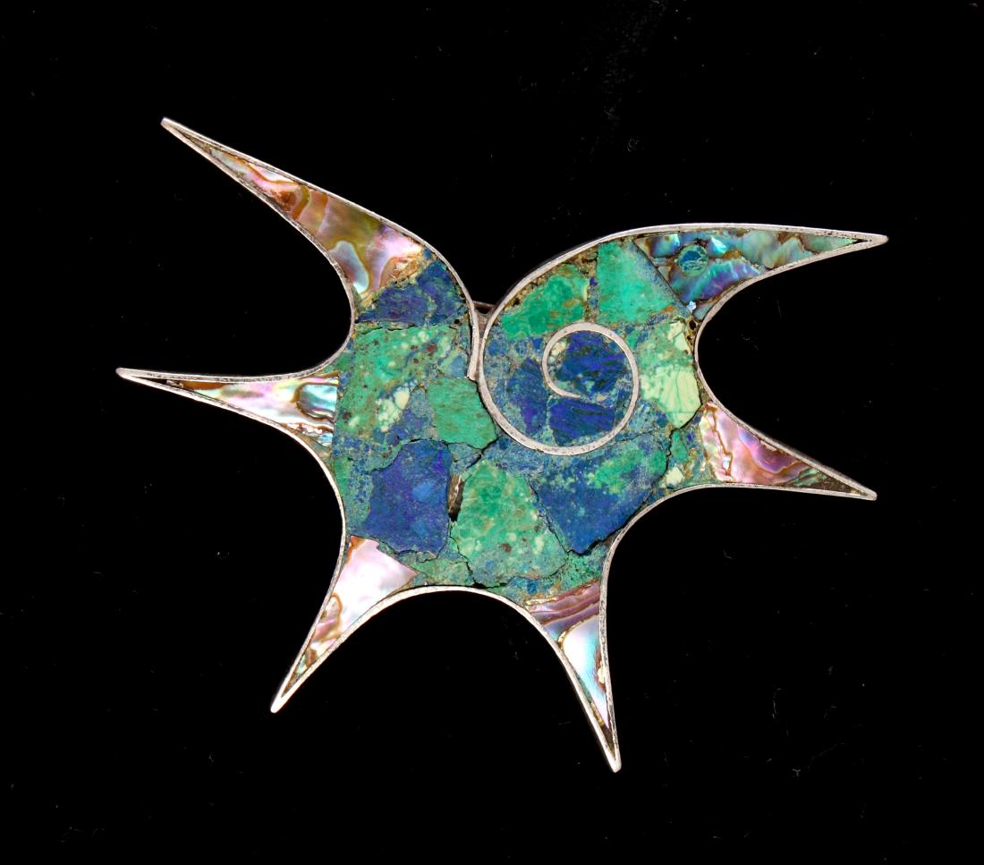 MODERNIST MEXICAN STERLING BROOCH PIN (1 of 6)