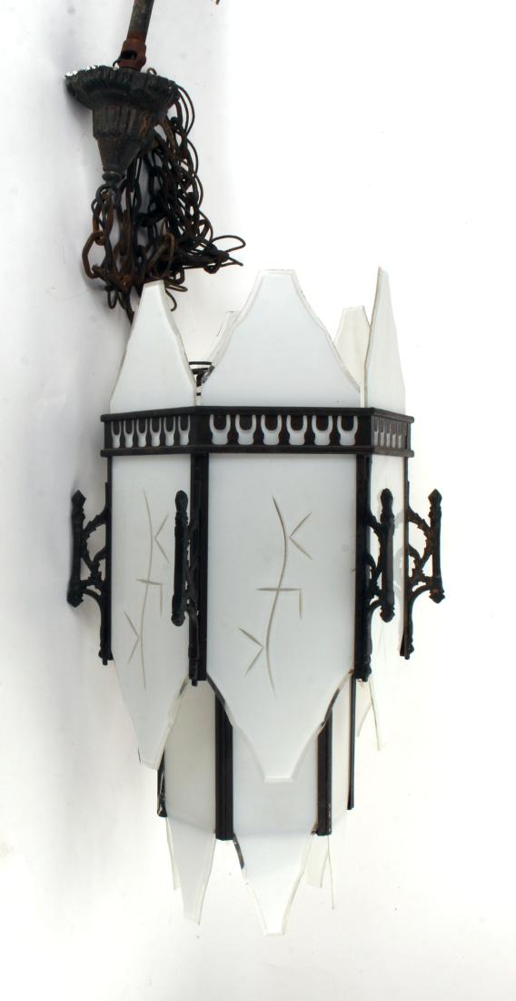 FOUR LARGE TWO TIER ART DECO CEILING LANTERNS (1 of 7)