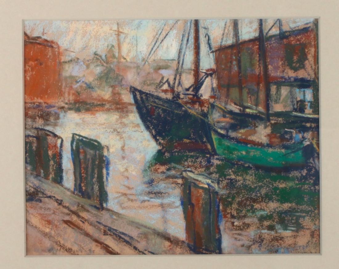 "BOATS IN HARBOR" BY ANTONIO MARTINO 1950S (1 of 8)