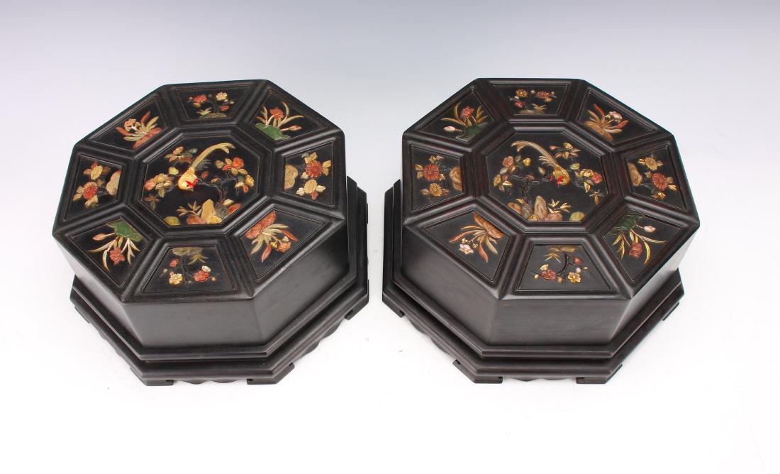 PAIR OF OCTAGONAL QING DYNASTY ZITAN BOXES (1 of 10)