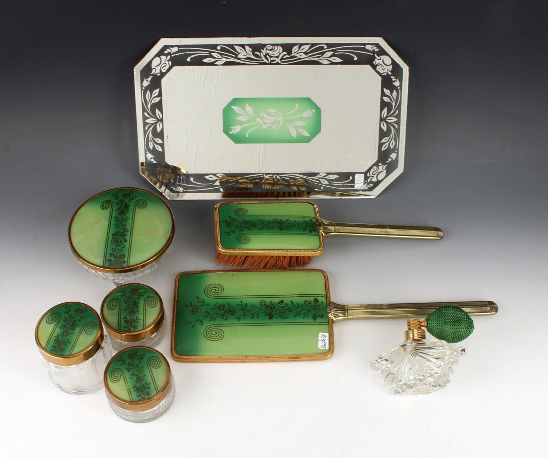 EIGHT PIECE ART DECO VANITY DRESSER SET (1 of 8)