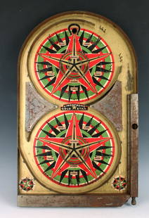 LINDSTROMS GOLD STAR PINBALL MACHINE 1934: LINDSTROMS GOLD STAR PINBALL MACHINE 1934: Manufactured by Lindstrom Tool &amp; Toy Co., Bridgeport, Conn, 1934.&nbsp;All Original Tin Litho &amp; W