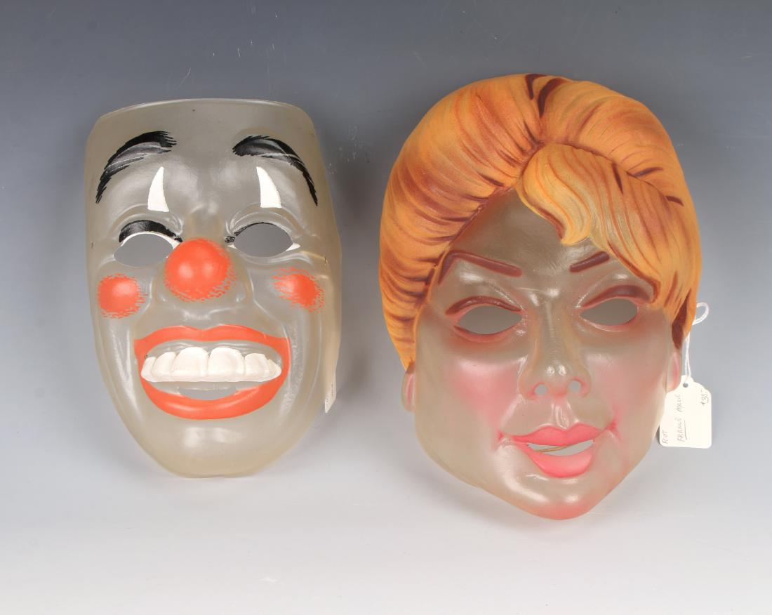 TWO VINTAGE FRENCH CLEAR MASKS BARDOT & CLOWN (1 of 6)