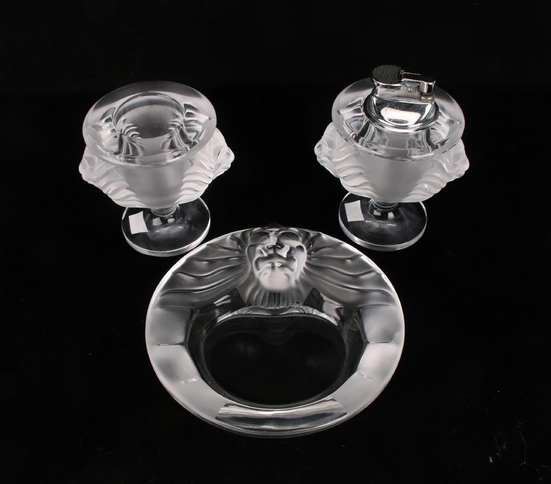 THREE PIECE LALIQUE LION COFFEE TABLE SET (1 of 10)