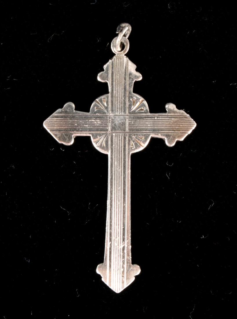 ANTIQUE ENGRAVED STERLING ART DECO CROSS PENDANT (1 of 3)