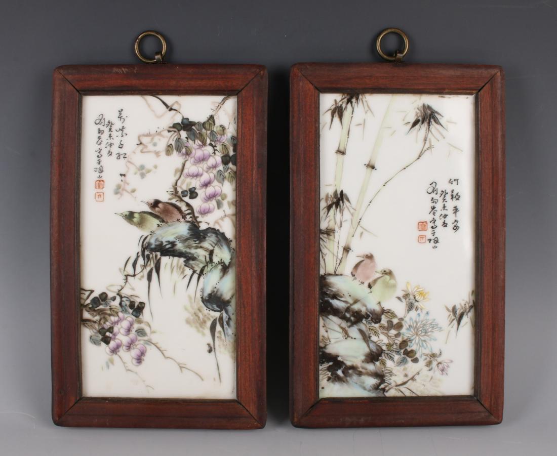 PAIR OF PORCELAIN BIRD PLAQUES (1 of 5)