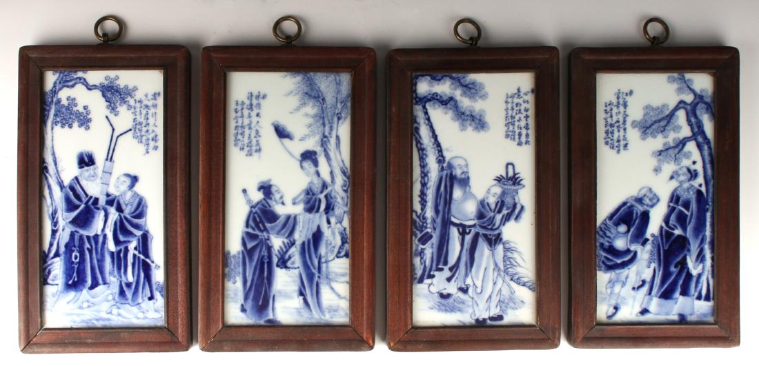 FOUR BLUE & WHITE PORCELAIN PLAQUES ATT. WANG BU (1 of 10)