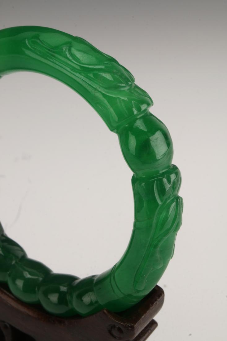 CHINESE DRAGON CARVED IMPERIAL GREEN JADE BANGLE (1 of 5)