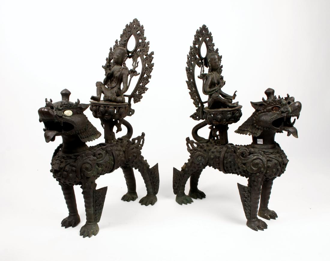 TWO LARGE TIBETAN FOO DOG & BUDDHA SCULPTURES (1 of 10)
