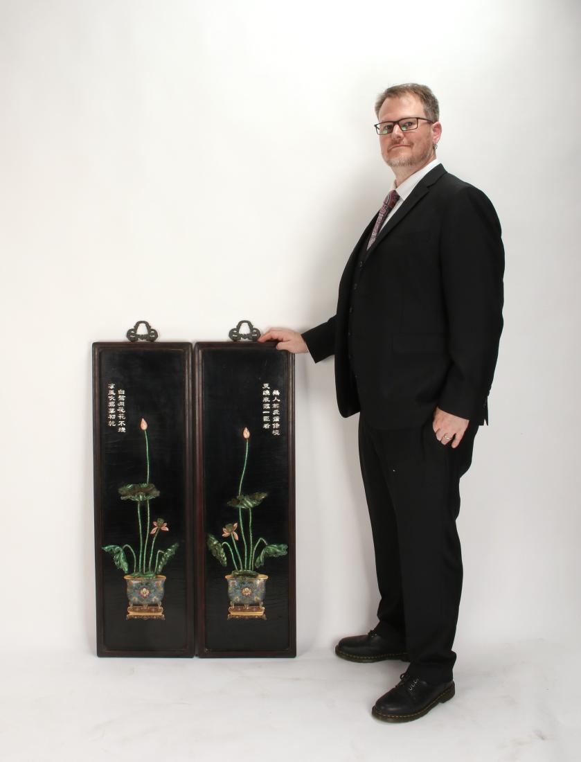 PAIR OF LACQUER & HARDSTONE PANELS (1 of 10)