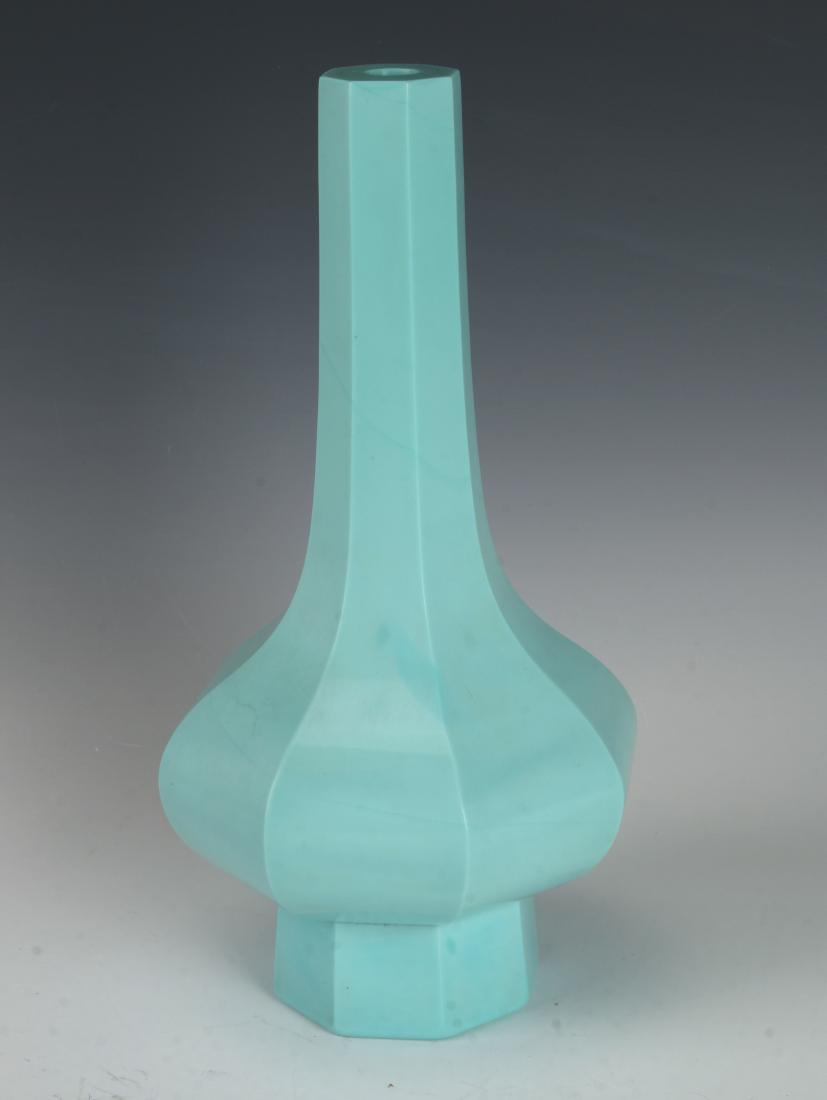 TURQUOISE PEKING GLASS BOTTLE VASE (1 of 6)
