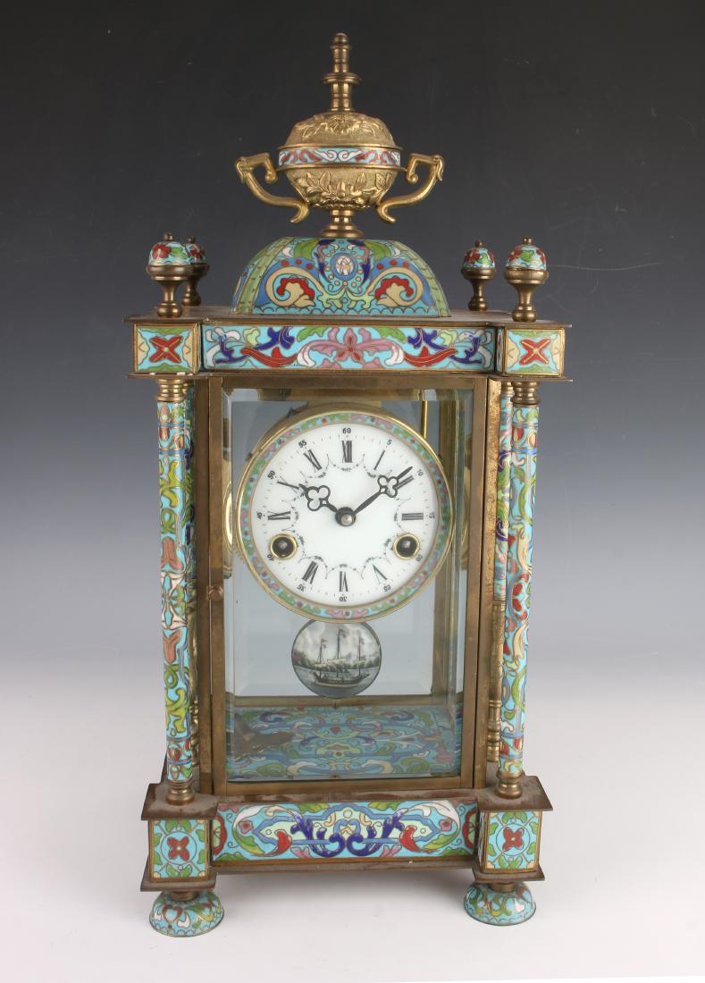 20TH CENTURY CLOISONNE CHIME CLOCK REPRODUCTION (1 of 9)