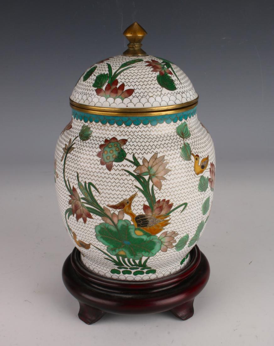 CLOISONNE GINGER JAR WITH STAND (1 of 8)