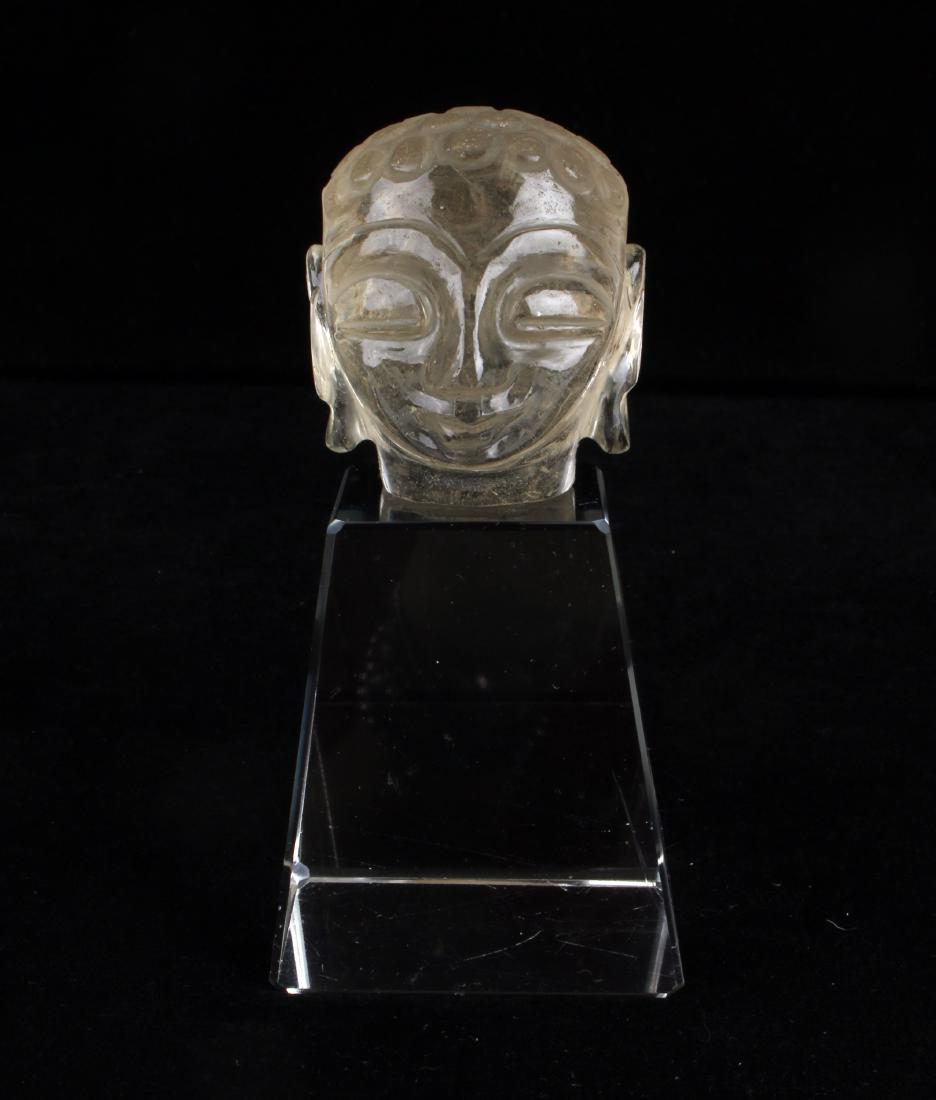 ROCK CRYSTAL BUDDHA HEAD ON GLASS STAND (1 of 10)