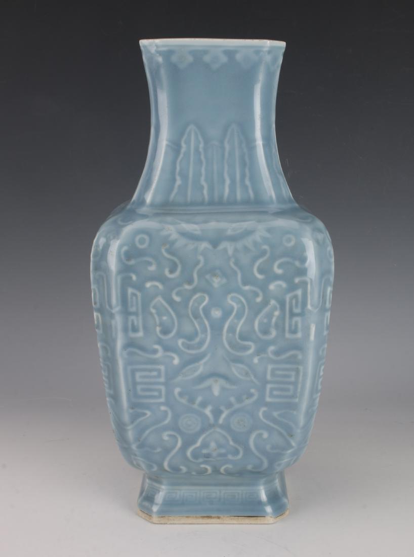 BLUE CELADON RECTANGULAR VASE (1 of 6)