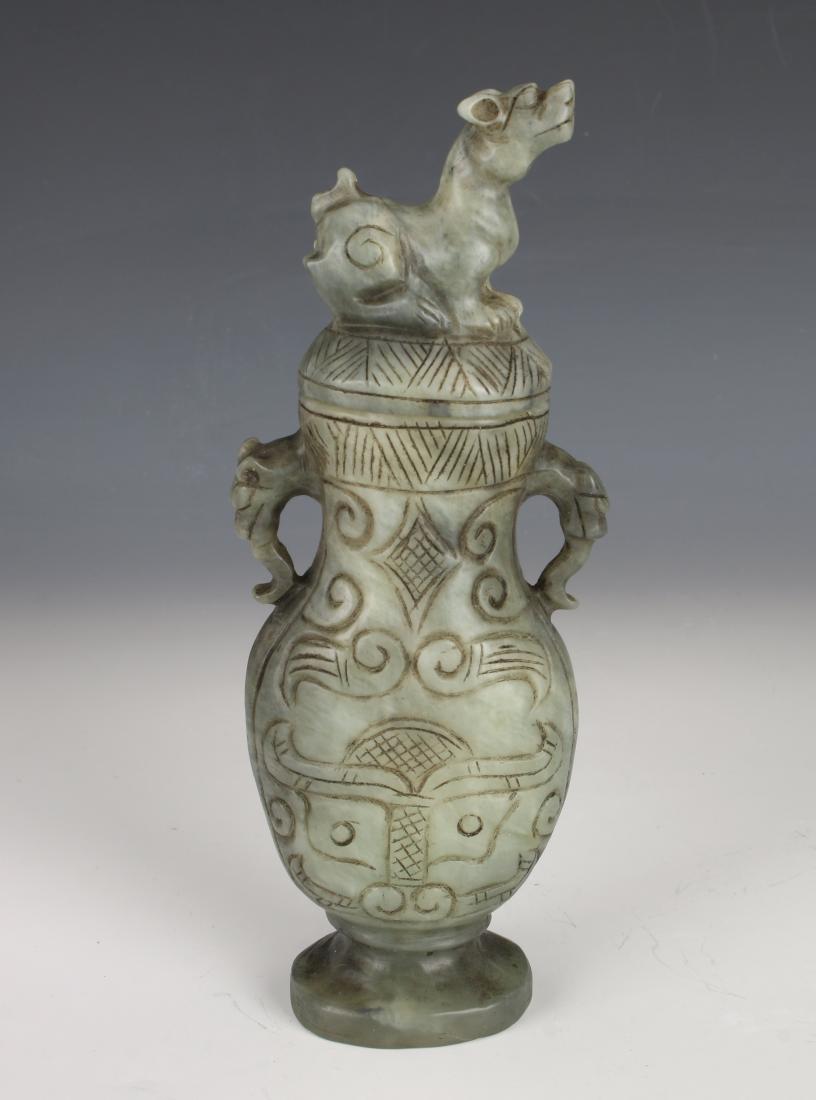 GREEN ARCHAIC STONE URN (1 of 5)