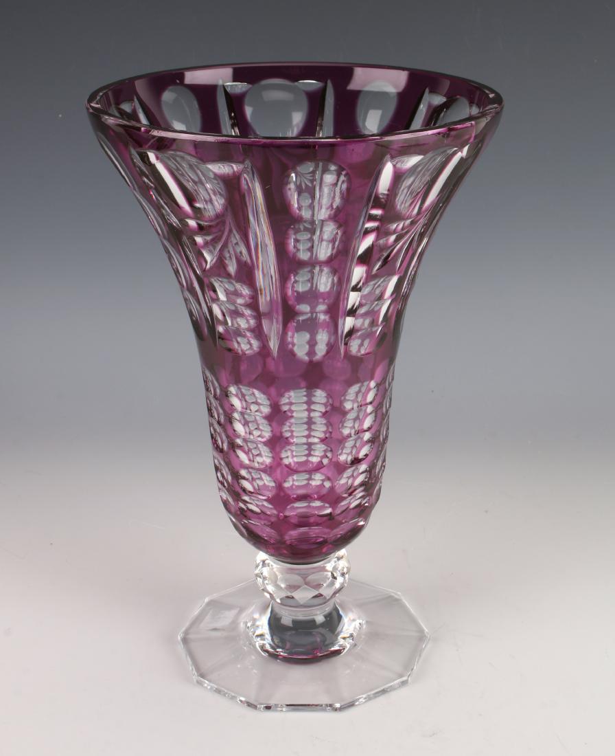 BAVARIAN CRYSTAL PURPLE TRUMPET VASE