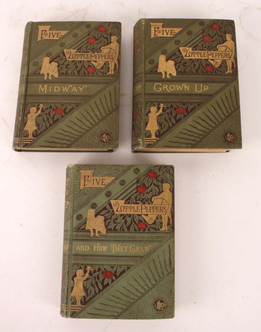 FIVE LITTLE PEPPERS BOOKS 1ST EDITION 1880 - 1892: FIVE LITTLE PEPPERS BOOKS 1ST EDITION 1880 - 1892: These are the first three books by Margaret Sidney and Illustrated by MENTE in a long running series for children which beca