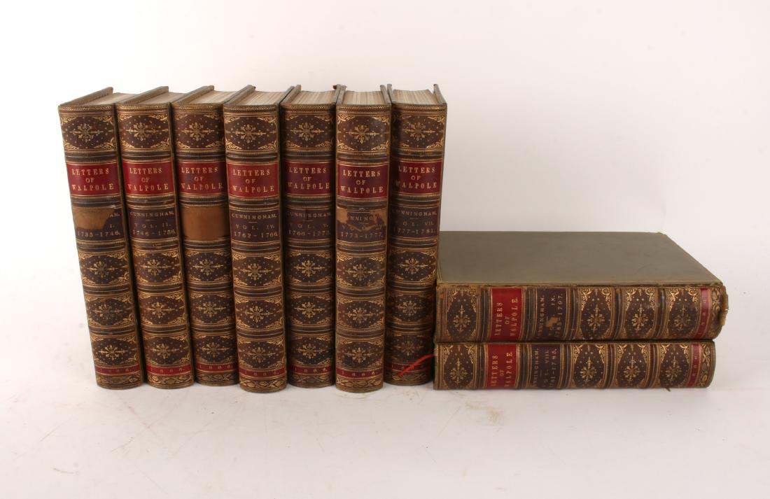 THE LETTERS OF WALPOLE, EARL OF OXFORD, 9 VOLS: THE LETTERS OF WALPOLE, EARL OF OXFORD, 9 VOLS: Walpole, Horace (Peter Cunningham, ed). Published by Richard Bentley & Son, London (1886) Volumes I-IX, Leather bound in sof