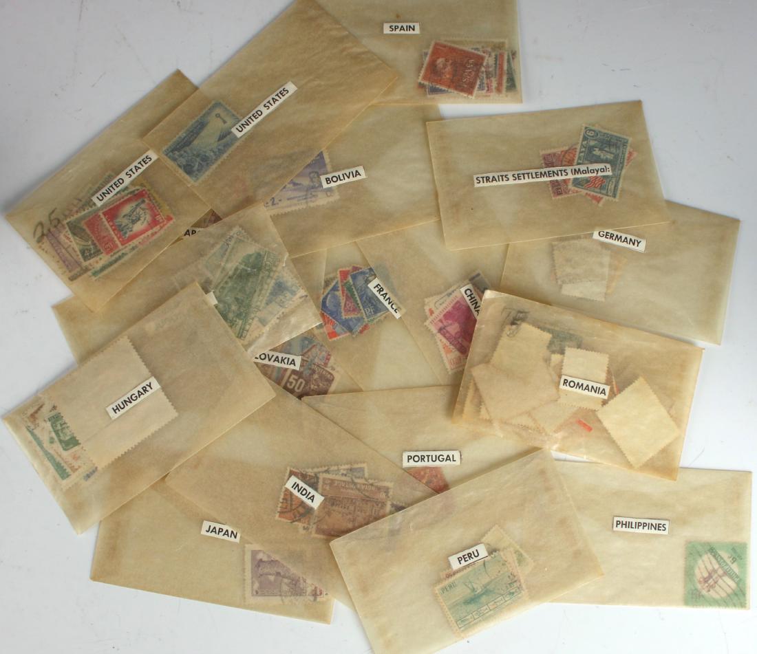 WORLD STAMPS 1899-1955: WORLD STAMPS 1899-1955: Small collection of canceled stamps divided by country. Including Argentina, Austrian (1924) Bolivia, China, Czechoslovakia, France Dated 1949
