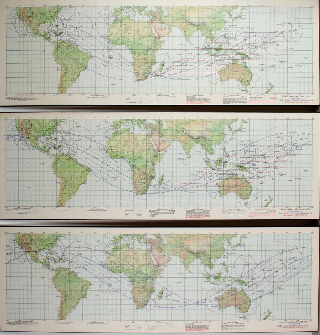 3 NASA APOLLO EARTH ORBIT CHARTS (1 of 9)