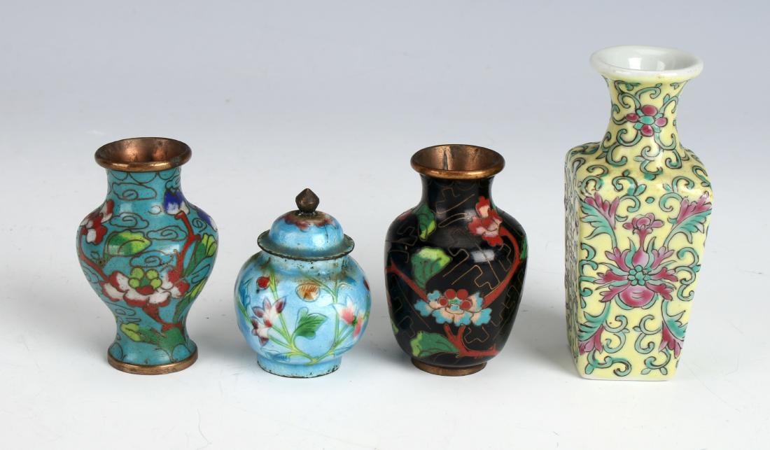 4 MINIATURE CHINESE ENAMEL VASES (1 of 2)
