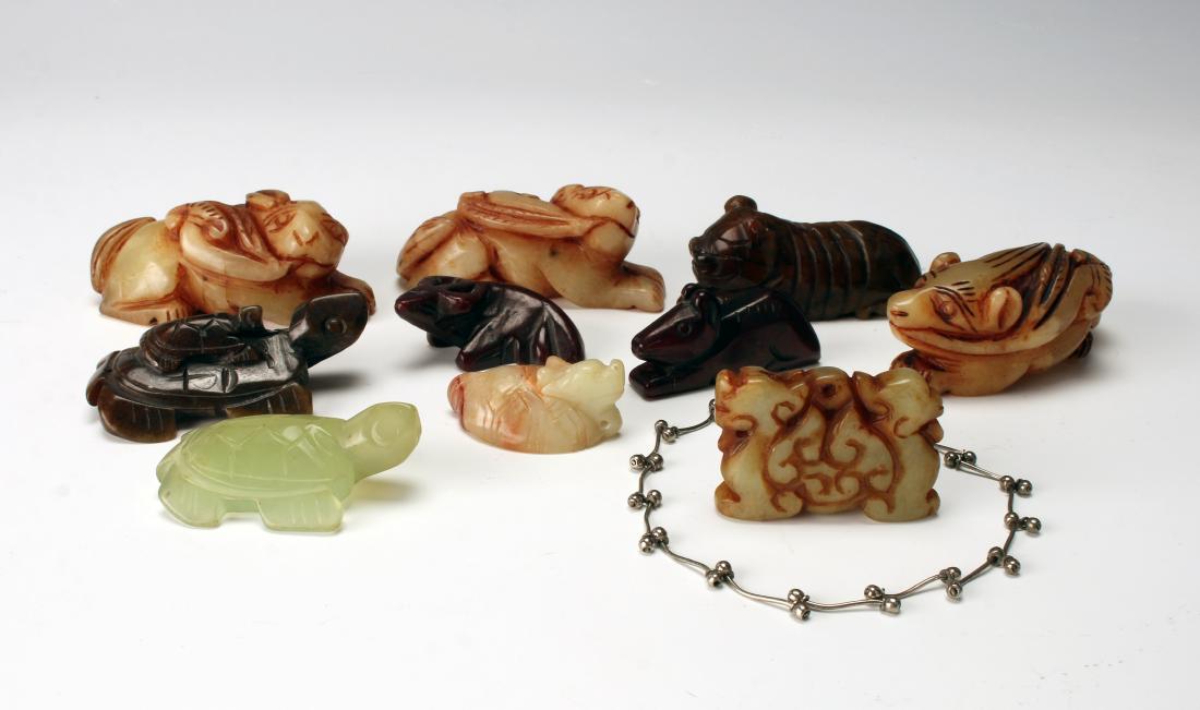 COLLECTION OF ANTIQUE HARD STONE ANIMAL CARVINGS (1 of 10)