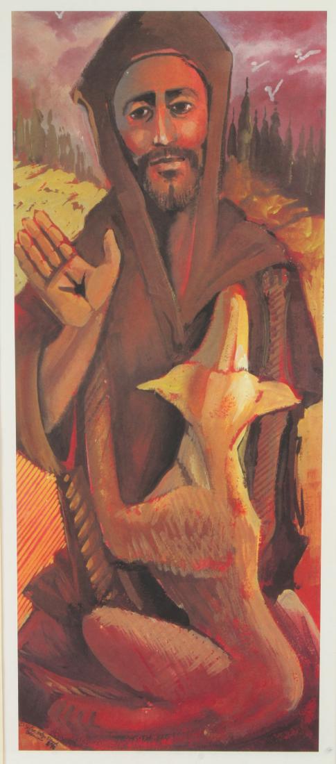SISTER HELEN DAVID BRANCATO PRINT: SISTER HELEN DAVID BRANCATO PRINT: On textured paper. The image is dated 8/96. Helen David Brancato, IHM, a painter, printmaker and illustrator whose work carries themes of justice, peace and homel