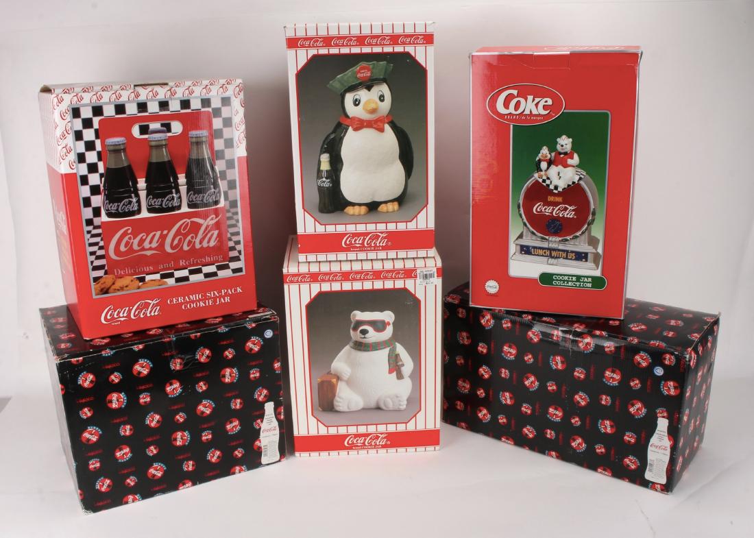 LOT OF SIX COCA COLA COOKIE JARS (1 of 3)