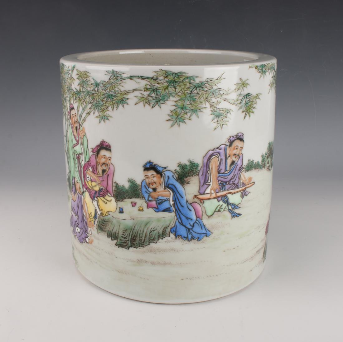 LARGE CHINESE PORCELAIN SCHOLAR BRUSH POT (1 of 6)