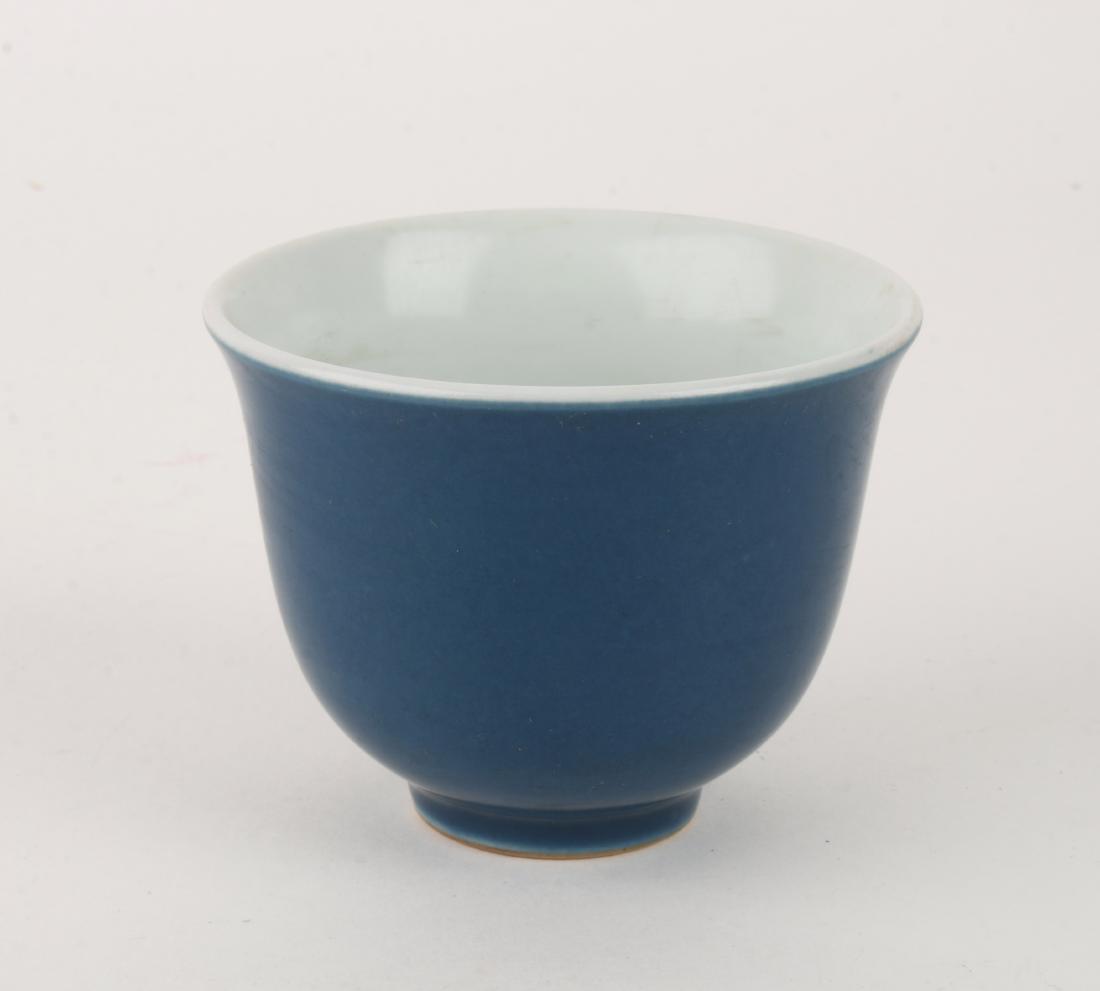CHINESE PORCELAIN BLUE GLAZED TEA CUP (1 of 4)