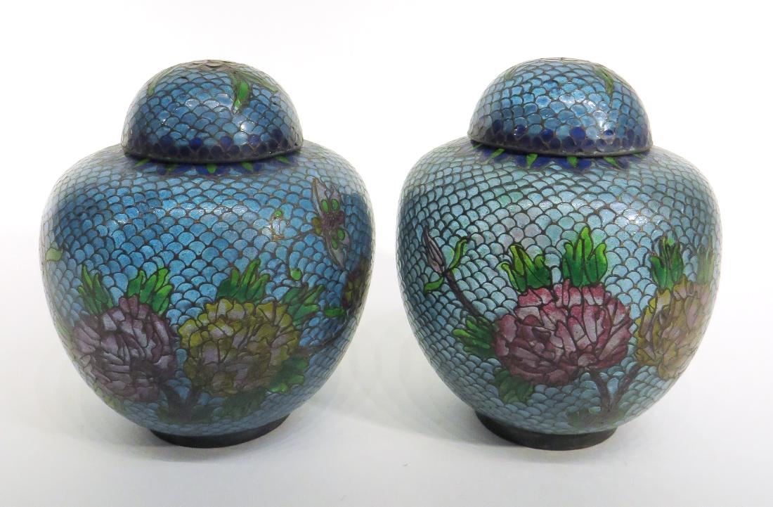 CHINESE LIDDED BLUE PLIQUE-Ã‹-JOUR GINGERS JARS (1 of 7)