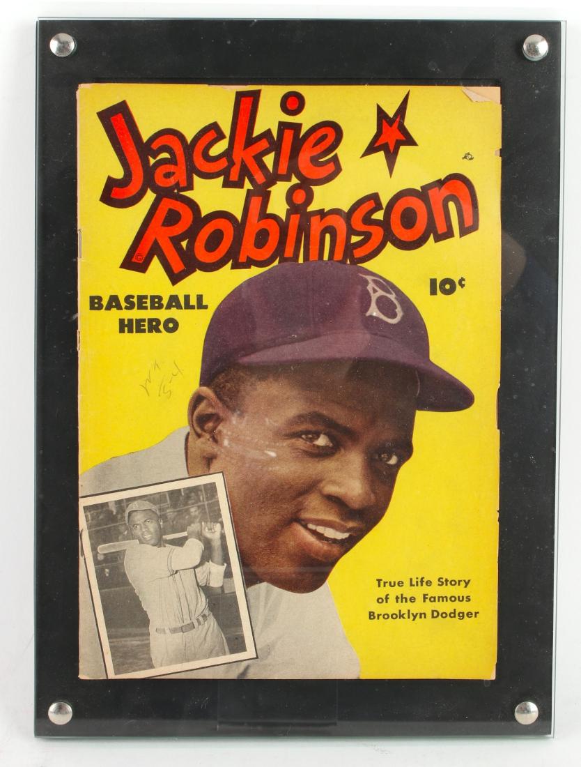 JACKIE ROBINSON COMIC #1 1949: JACKIE ROBINSON COMIC #1 1949: Jackie Robinson Baseball Hero. True life story of the famous Brooklyn Dodger. 1949. Includes photos from 1948 and two from 1968. 12 1/2" X