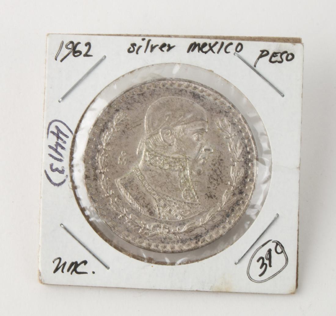 1962 SILVER MEXICAN PESO: 1962 SILVER MEXICAN PESO: 1962 Peso with bust of Jose Morelos. $100 - $200 Shipping: We are able to pack and ship this item to an address in the United State